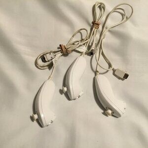 Lot of 3 White Nintendo Wii Nun Chuck OEM Authentic Tested